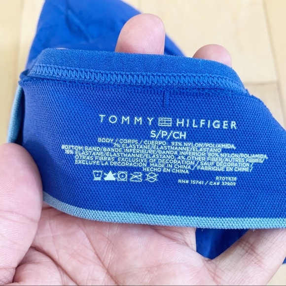 Tommy Hilfiger Scoop Neck Logo Bralette Surf the Web Blue S NWT - Picture 5 of 7